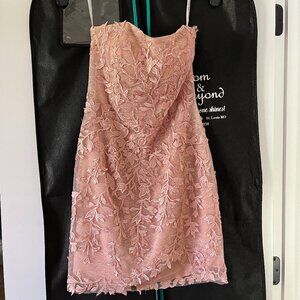 Sherri Hill #52339 Blush Pink Strapless Homecoming Dress